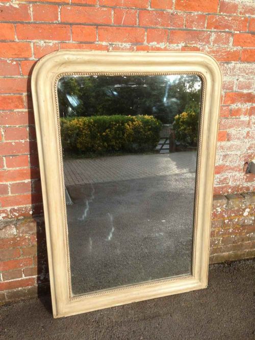 A Large Useful Antique 19th Century French Carved Wood & Gesso Arched Top Mirror.