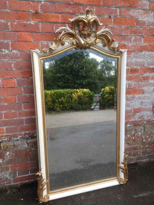 A Stunning Highly Decorative Large Antique 19th Century French Painted & Gilt Mirror.