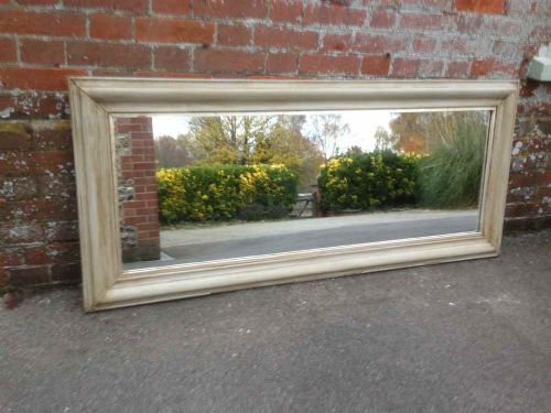 A Highly Decorative Antique 19th Century French Carved Wood & Gesso Painted Grey & Silvered Framed Mirrror