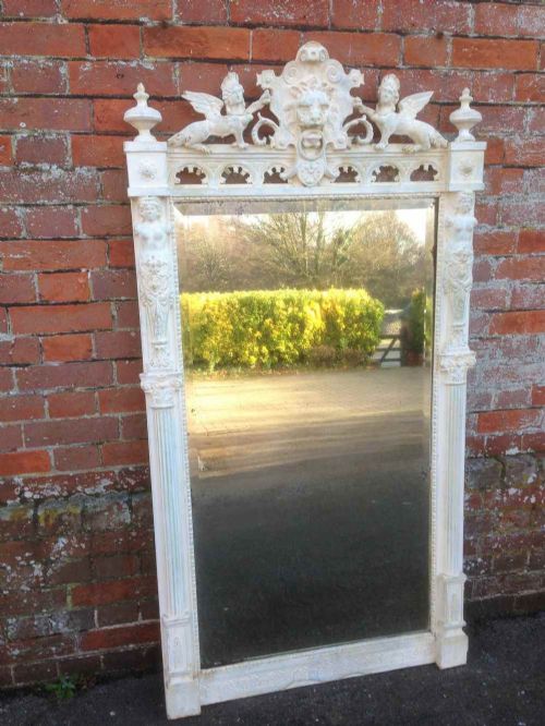 A Wonderful Highly Decorative Large Antique 19th Century French Cream Painted Mirror.