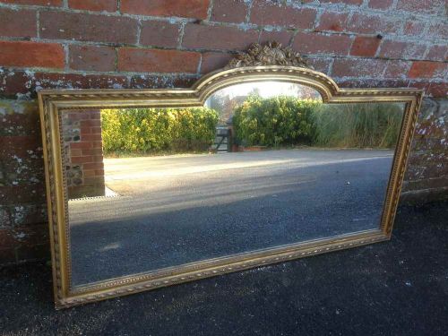 A Highly Useful Antique 19th Century French Original Gilt Carved Wood & Gesso Mirror.