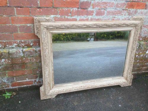 A Highly Useful Antique 19th Century French Carved Wood & Gesso Painted Mirror,