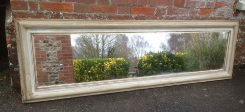 A Large Antique 19th Century French Carved Wood & Gesso Painted Mirror.