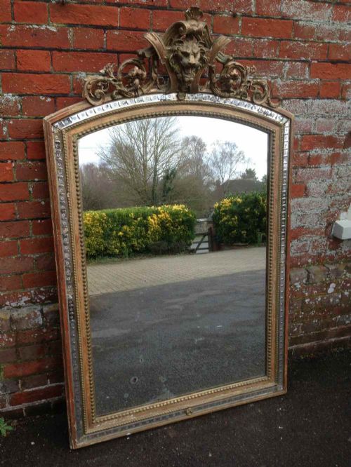 An Absolutely Stunning Large Antique 19th Century Italian Carved Wood & Gesso Original Gilt & Distressed Painted Mirror.