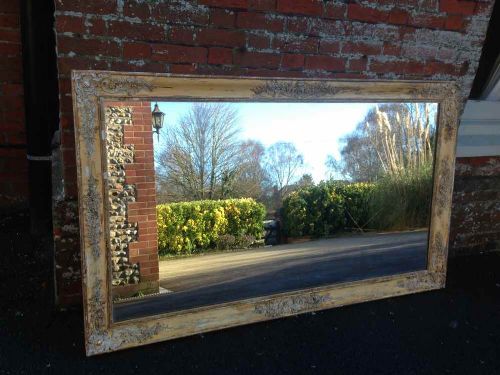 A Fabulous Large Highly Decoarative Original Antique Early 19th Century French Carved Wood & Gesso Painted Louis Phillippe Mirror.