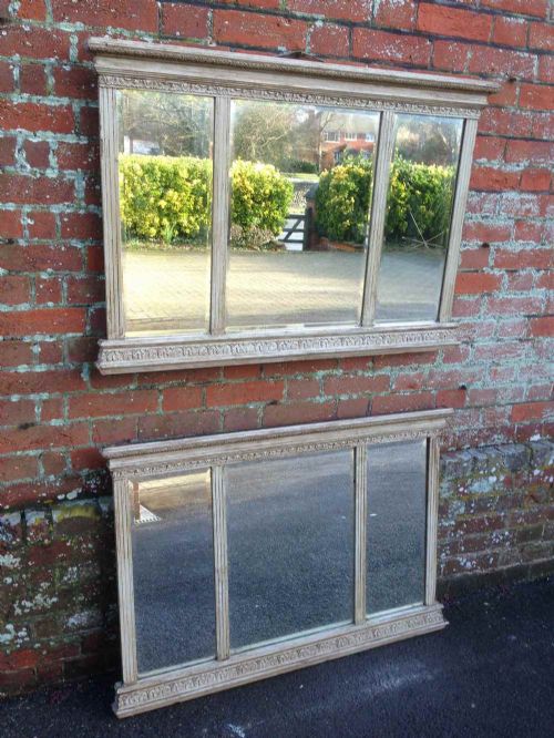 A Highly Unusual Pair of Very Useful Size of  Antique 19th Century English Triple Plate Painted Mirrors.