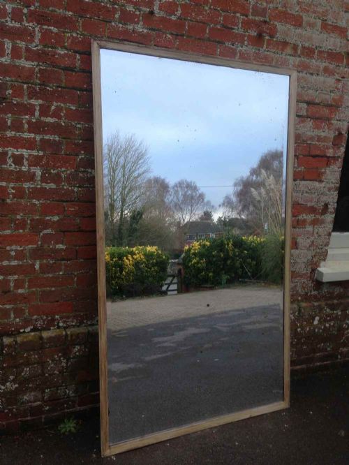 A Large Antique 19th Century French Carved Wood Framed Painted Mirror.