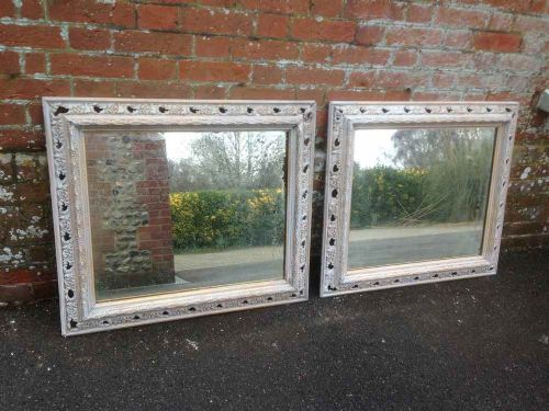 A Fabulous Highly Unusual Pair of Early Italian Antique 19th Century Gilt and Painted Distressed Mirrors.
