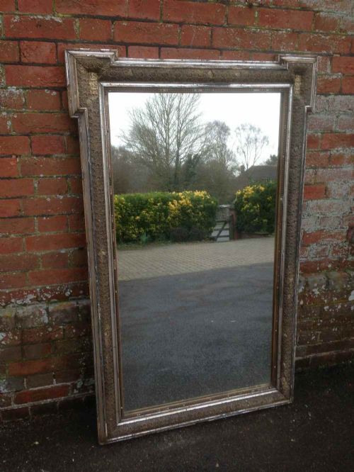 A Stunning Large Highly Decorative Early Antique 19th Century French Distressed Original Silvered Mirror.