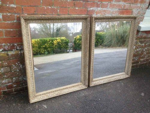 A Very Useful Pair of Antique 19th Century French Carved Wood Painted Mirrors.
