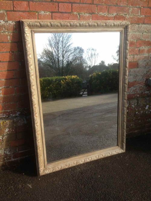 An Extremely Useful Large Antique 19th Century French Carved Wood Painted Mirror.