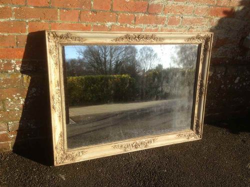 A Wonderful Early Antique 19th Century French Carved Wood & Gesso Painted Louis Phillippe Mirror.
