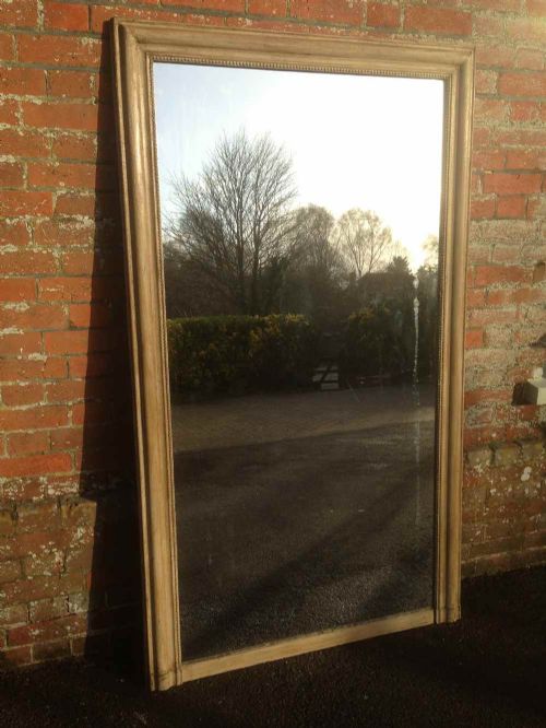 A Stunning Large Antique 19th Century French Carved Wood Painted Plain Mirror.