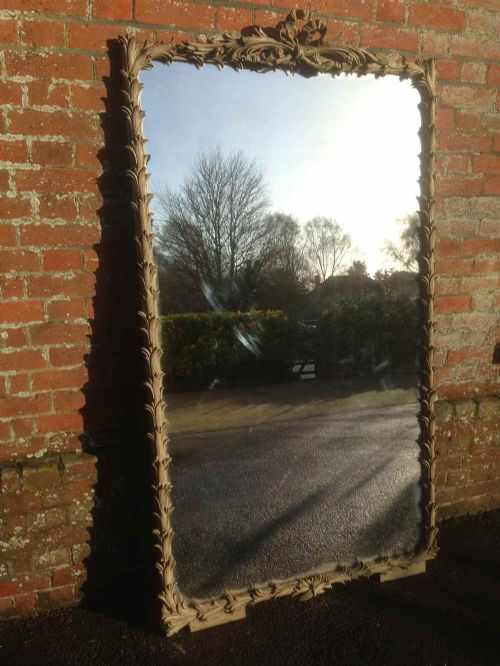An Absolutely Stunning Highly Unusual Large Antique 19th Century French Carved Wood & Gesso Painted Mirror.