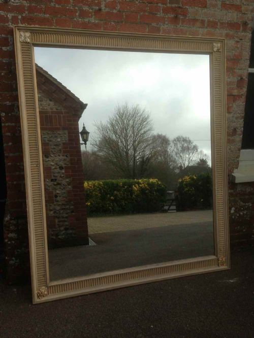 An Amazing Very Large Antique 19th Century French Carved Wood Painted & Gilt Mirror.