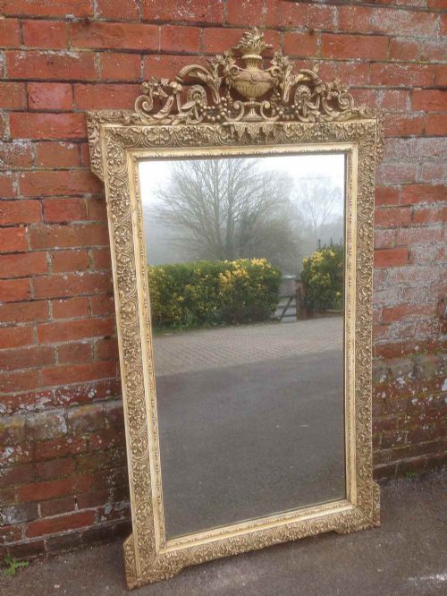 A Fabulous Large Antique 19th Century French Original Cream Mirror.