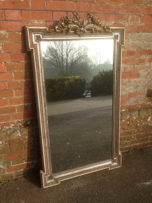 A Large Antique 19th Century French Original Silvered Mirror.