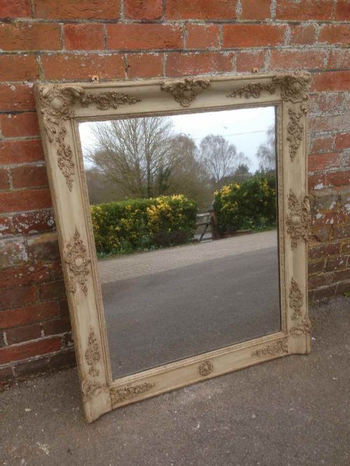 A Very Useful Size Early French Antique 19th Century Painted Louis Phillipe Overmantal Mirror.