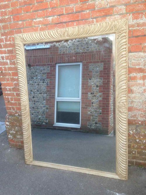 A Stunning Highly Unusual Large Antique 19th Century French Carved Oak Painted Mirror.