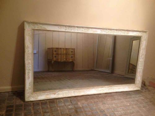 A Wonderful Large Antique Early 19th Century French Carved Wood and Gesso Original  Painted Louis Phillipe Mirror
