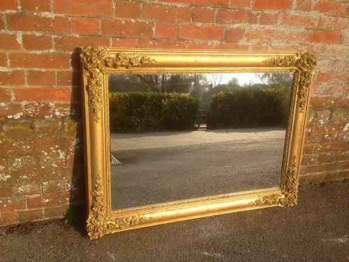 A Highly Useful Good Size Early Antique 19th Century French Original Gilt Mirror.