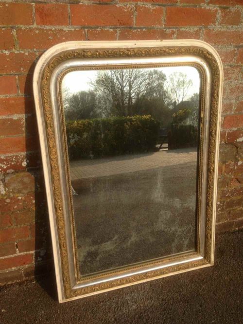 A Useful Antique 19th Century French Carved Wood & Gesso Arched Top Mirror.