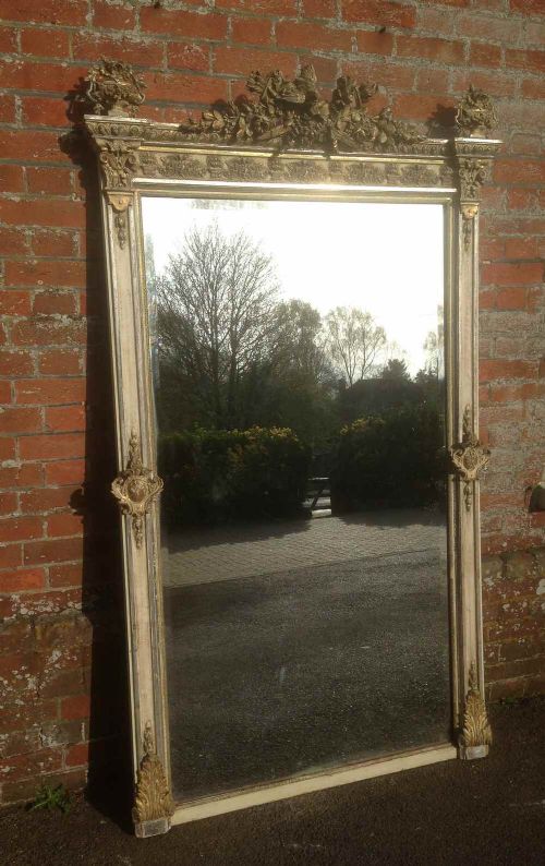 An Absolutely Stunning Highly Decorative Large Antique 19th Century Carved Wood and Gesso Mirror.