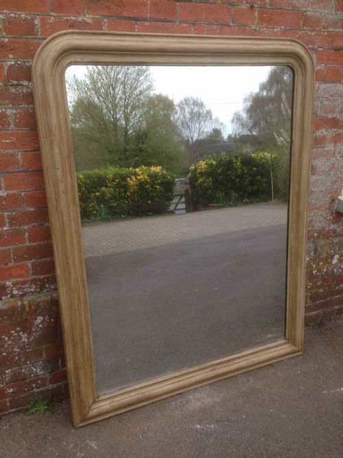 A Wonderful Original Large Antique 19th Century French Arched Top Oak Mirror.