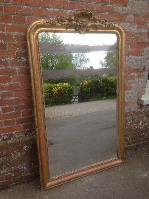 A Fabulous Highly Decorative Large Antique 19th Century French Original Distressed Gilt Mirror.