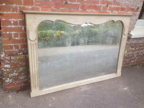 A Wonderful Antique 19th Century French Carved Wood Painted Shaped Framed Mirror.