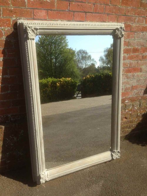 A Wonderful Large Antique 19th Century French Distressed Painted Mirror.