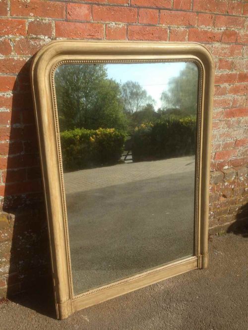 A Good Size Large Antique 19th Century French Carved Wood and Gesso Painted Arched Top Louis Phillipe Mirror.