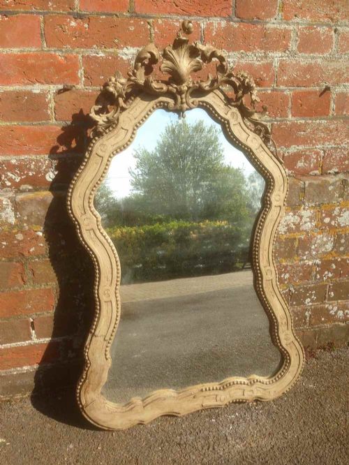A Highly Decorative Useful Size Early Antique 19th Century French Carved Wood & Gesso Mirror.