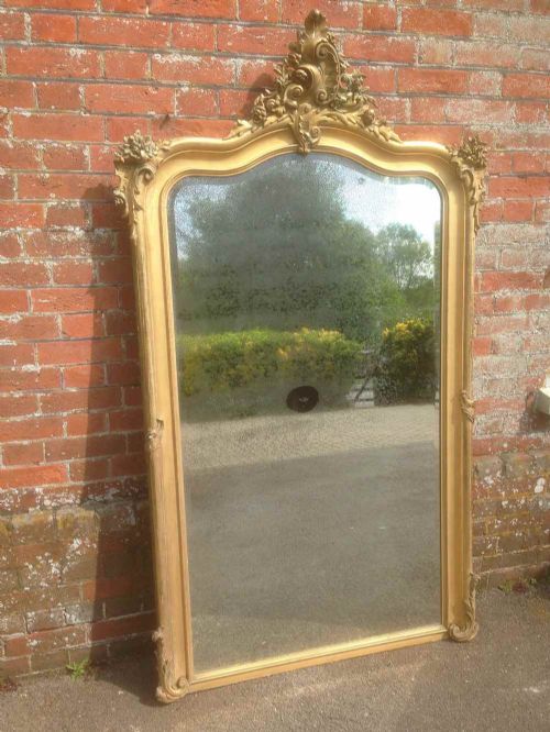 A Wonderful Large Antique 19th Century French Original Carved Wood and Gesso Gilt Mirror.