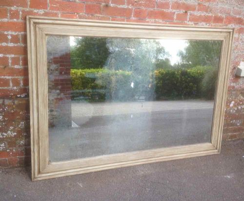 A Good Size Large Antique 19th Century French Carved Wood Painted Plain Ribbed Mirror.