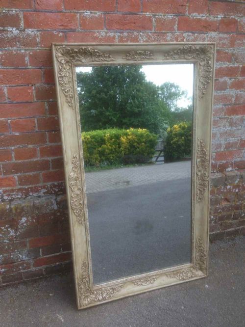 An Early Antique 19th Century French Carved Wood & Gesso Painted Louis Phillipe Mirror.