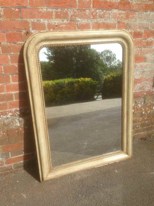 A Useful Size Antique 19th Century French Louis Phillipe Arched Top Painted Mirror.