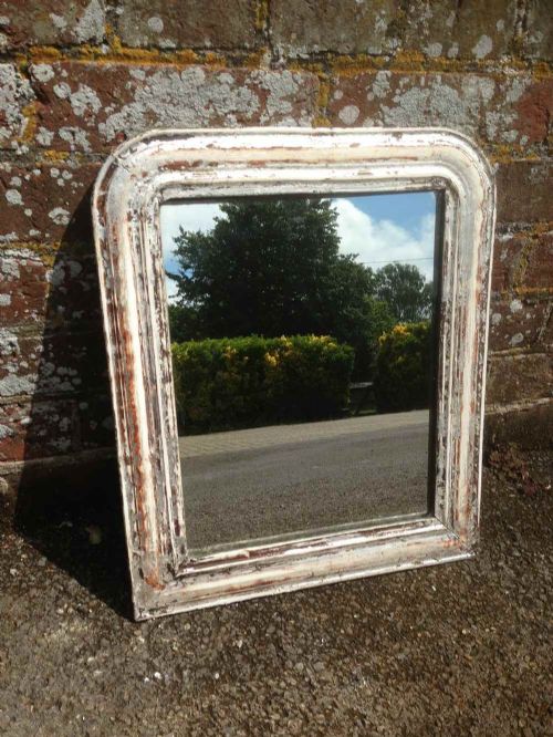 A Highly Useful Early Antique 19th Century French Original Distressed Silvered Arched Top Louis Phillipe Mirror.
