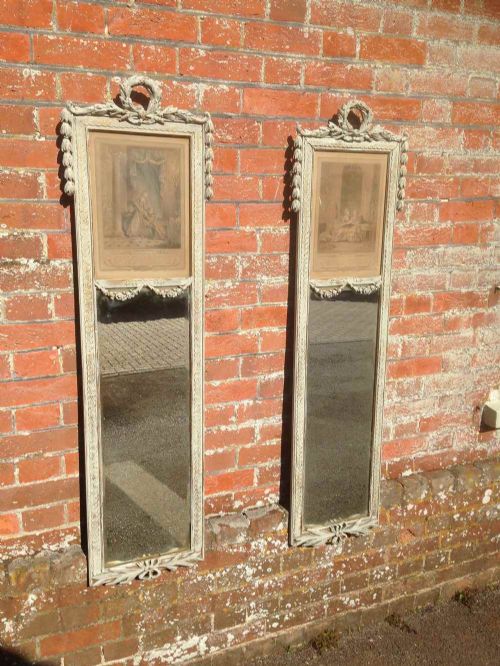 A Fabulous Unusual Pair of Antique 19th Century French Painted Pier Mirrors.