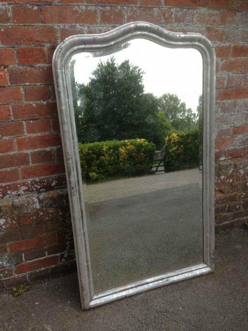 An Early Antique 19th Century French Original Distressed Silvered Mirror.