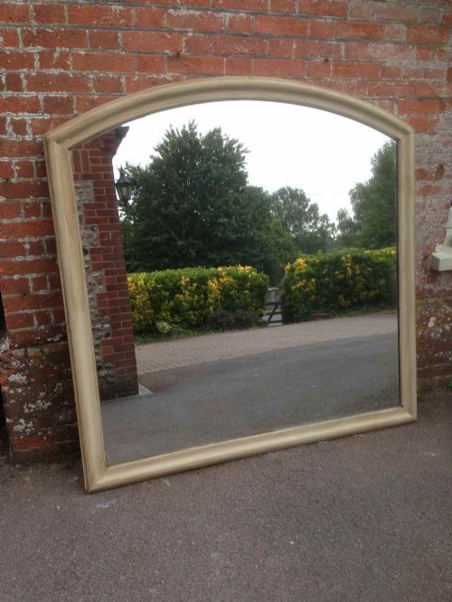 A Fabulous Highly Unusual Very Large Antique 19th Century French Carved Wood Painted Shaped Top Mirror.