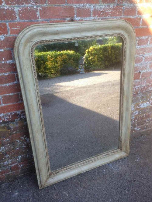 A Useful Size Antique 19th Century French Arched Top Painted Louis Philippe Mirror.