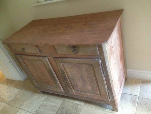 A Wonderful Good Size Early 18th Century French Original Painted Elm Buffet.