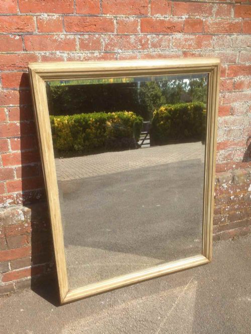 A Useful Size Plain Antique 19th Century French Carved Wood Painted Mirror.
