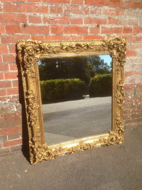 A Good Size Early Antique 19th Century English Original Gilt Mirror.