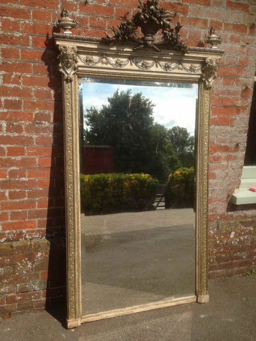 A Stunning Very Decorative Very Large Antique 19th Century French Original Cream and Silvered Mirror.