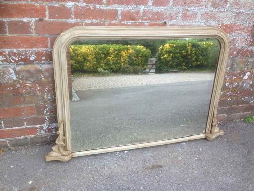 A Very Useful Size Antique 19th Century English Painted Overmantel Mirror.