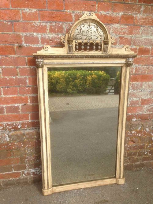 A Useful Size Antique 19th Century Original Cream & Silvered French Mirror.