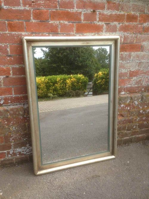 A Useful Size Antique French 19th Century Original Silvered Framed Mirror
