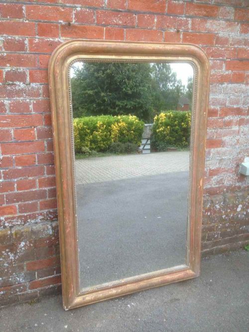 A Good Size Large Early 19th Century French Original Arched Top Louis Philippe Mirror.